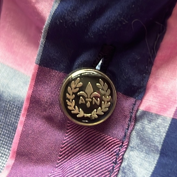 Au Noir Colourful Plaid Men’s Button Down Shirt Purple Punk Navy sz 6 (2XL) - Picture 8 of 14